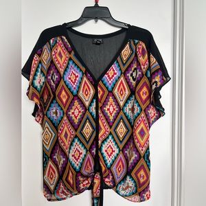 [Free add on item] Multicolor blouse, loose fitting oversized sheer top